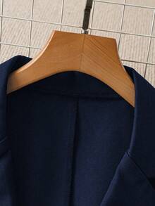 Franclia Áo khoác blazer nữ dáng ôm màu trơn thường ngày đi làm - Màu xanh hải quân - Xem 4