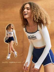 GLOWMODE X HARRY POTTER FeatherFit™ 长袖魁地奇刺绣 T 恤 低冲击瑜伽日常休闲 - 白色 - 查看 8