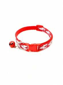 PETSIN 1 Christmas Pet Collar, Cat Collar, Dog Collar, Snowflake Print With Bell, Adjustable Size Pet Collar, Christmas Decoration, Ornament, Pet
