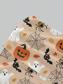 Shutterstock Glamance Halloween Sexy Pumpkin, Ghost, Bat, Spider Web Cute Print Lace Camisole And Ruched Shorts 2 Pieces Set, Suitable For Halloween, Party, Intimate Apparel Halloween Clothes Women Short Set 2 Pc Short Set Cute Romper Women