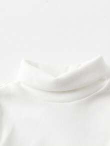 SHEIN Baby Girl Solid Color Turtleneck Bodysuit, Autumn/Winter Neutral Baby Clothes Baby Girl Bodysuits Winter White Bathing Suit Baby Girl Long Sleeve White Bodysuit Baby - White - View 5