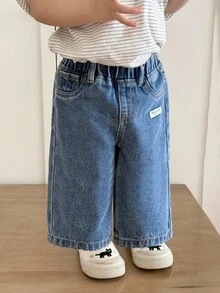 SHEIN 男童宽松蓝色牛仔裤 - 中等水洗藍 - 查看 5