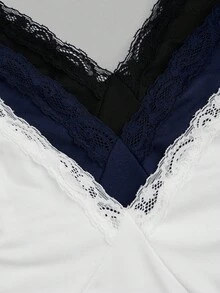 Sweetra 3pcs Plus Size Women Lace Camisole And Tank Top Set, Casual & Comfortable - Multicolor - View 13