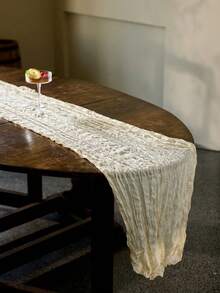 Cirelle 1 pieza Mantel de gasa estilo bohemio para bodas, baby shower/bridal shower, decoración de fiesta de vacaciones, corredor de mesa rústico de tela de vestir de queso de gasa