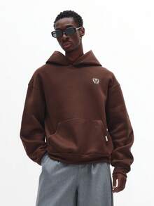 Áo Hoodie Dáng Ngắn Kiểu Thể Thao SUMWON Chất Liệu Dày Dày, Logo Thêu của Câu lạc bộ Đua xe Quốc tế, Thời trang Đường phố Thành phố New York, Bộ sưu tập Thu Đông, Phong cách Thường Ngày - màu nâu - Xem 2