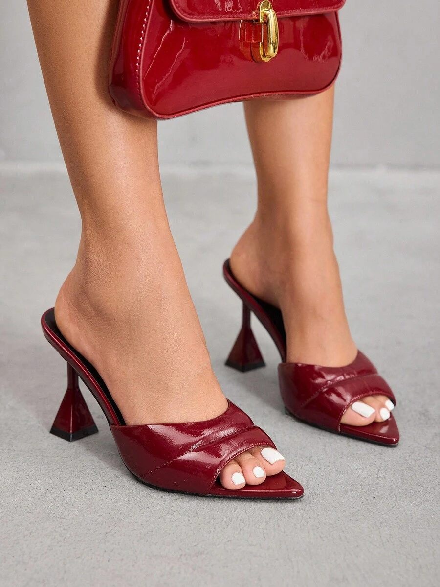 CUCCOO SZL Women's Fashion Sexy Elegant Pointed Toe High Heel Sandals - Burgundy - View 1