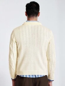 Manfinity Homme Pull col roulé décontracté à manches longues avec motif géométrique texturé pour hommes, automne/hiver - Nude - Voir 4