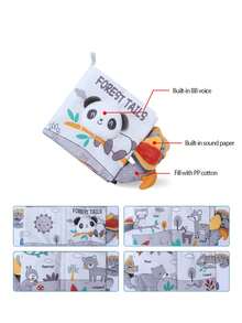 Black White High Contrast Cloth Book Tear Resistant Chewable Crinkle Paper Sensory Tails Activity Toy For Newborns Visual Development - Multicolor - View 10