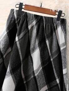 EMERY ROSE Plus Size Plaid Skirt, Suitable For Work And Commute, Autumn/Winter