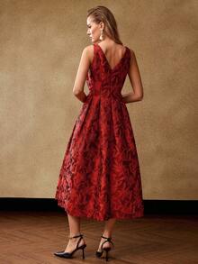 MOTF PREMIUM ĐẦM CỔ VẢI JACQUARD MÙA ĐÔNG, HẸN HÒ - Đỏ - Xem 4