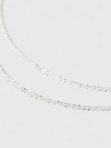 SHEIN BAE 1pc Fashion Shiny Minimalist Delicate Collarbone Necklace, Design For Women - Silver - View 4