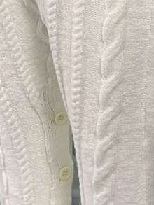 SHEIN 新生女婴可爱白色荷叶边长袖针织连体衣（带帽），秋冬 - 白色 - 查看 6