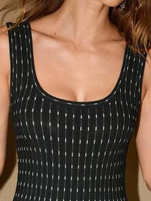 MOTF PREMIUM JACQUARD SWEATER TANK DRESS - Black and White - View 2