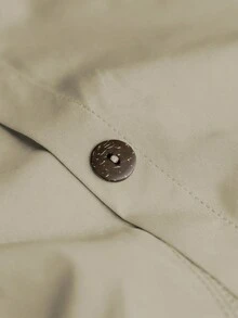 Linhara 大码休闲连帽长款夹克，带大口袋 - 駝色 - 查看 4