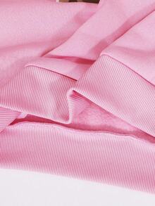 SHEIN Explorewe Streecool Tween Girl 女童休闲宽松简约数字图案圆领长袖运动衫 + 直筒迷彩裤 2 件套 - 粉色 - 查看 6