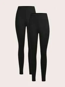 Slaydiva 2pcs Casual Yoga Pants, High Waist Leggings For Women, Suitable For Spring & Autumn,Black Pants