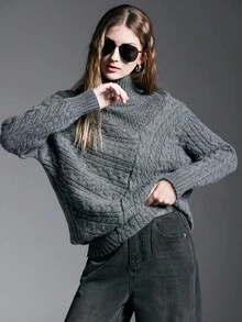 MYSTAURA Women's Casual Solid Color Stand Collar Sweater, Autumn/Winter