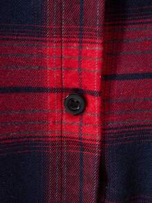 SHEIN Plus Size Casual Plaid Dropped Shoulder Loose Shirt, Autumn - Multicolor - View 7