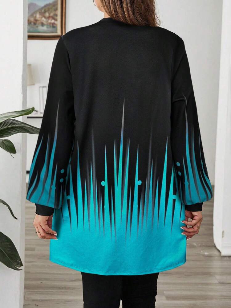 Plus Size Contrast Color Print Long Sleeve Jacket Fall Clothes For Women  Winter Clothes Winter Coats New Year Clothes  Clothes For New Year Christmas Clothes  Party Dress Winter Clothes For Women Cozy Fall And Winter Clothes For Women