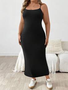 SHEIN 2pcs/Set Maternity Plus Size Striped Drop Shoulder Long Sleeve T-Shirt And Sleeveless Dress, Casual - Black - View 4
