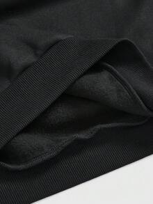 ROMWE Avant 奇特骷髅图案蕾丝可爱兔耳蕾丝卫衣，宽松版型 - 黑色 - 查看 5