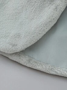 SHEIN Elladie kids Baby Girl White Fluffy Thermal Lined Warm Casual Elegant Jacket, Suitable For Everyday Wear, Autumn/Winter - Green - View 5