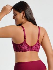 SHEIN Sujetador con aros y encaje de talla grande para Navidad - Burdeos - Ver 2