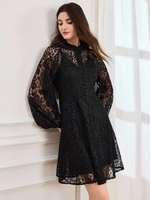 Miaspire Women's Elegant Black Lace Long Sleeve Tunic Dress, Women's Fall Outfits, Women's Fall Outfits, Women's Winter Dresses, Women's Halloween Costumes, Christmas Party Dresses, Women's Party Dresses, Party Dresses, Women's Party Dresses, Wedding Dresses, Women's Wedding Guest Dresses, Chic Dresses, Elegant Evening Dresses, Women's Black Formal Dresses, Women's Party Dresses, Women's Party Dresses, Elegant Party Dresses - Black - View 5