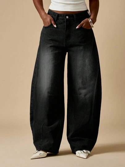 MISSGUIDED Wide Leg Barrel Jeans High Waisted Vintage Inspired Denim Pants Streetwear Fashion Winter Fall Casual Everyday Comfort Loose Fit