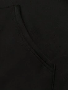 Manfinity Homme 男式 A114 黑色连帽长袖抽绳口袋运动衫休闲套装 - 黑色 - 查看 5