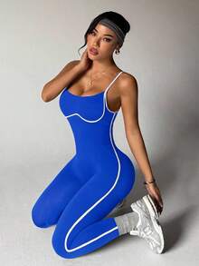 Easithlete 女式露背连体裤，适合日常健身、运动连体衣 - 寶藍色 - 查看 7