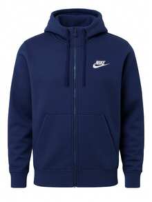 Nike Club Men's Full-Zip Hoodie Navy Blue - Blue - View 1
