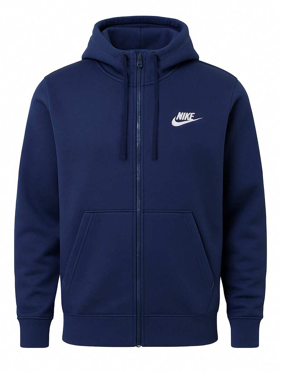 Nike Club Men's Full-Zip Hoodie Navy Blue - Blue - View 1