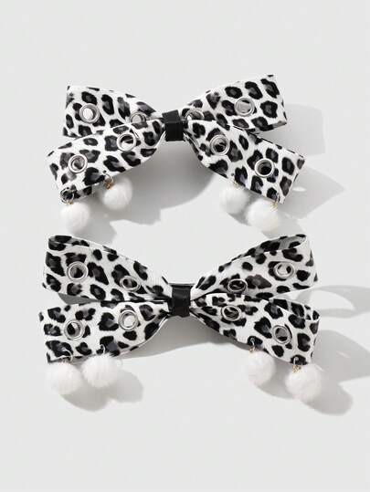 Grunge Punk 2 pezzi Fermagli per capelli stile Y2K vintage, eleganti, punk, in pelle nera con doppia presa d'aria e decorazione a fiocco, adatti per sorelle, amiche per uso quotidiano o come regalo per le vacanze, Ognissanti