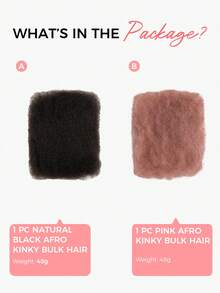 SMART&MATCH Afro Kinky Bulk Human Hair Black And Pink Bulk Braiding Hair Extension For Mini Twists Locs Crochet Human Hair Extensions For Knotless Braids Halloween