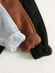 SHEIN 3pcs/Set Baby Boys Thermal Lined Solid Color Sweatpants, Comfortable Versatile Casual Basic Joggers, Suitable For Indoor, Outdoor, Daily Wear, Sports, Party, Photo Shoot, Festival, Streetwear, Autumn/Winter Baby Boy Joggers Pants Baby Boy Bottoms Baby Boy Clothes Pants Baby Boys Bottoms Plain Simple Pants