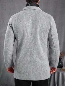 Manfinity CasualCool 休闲/商务简约风男士长袖大衣，灰色长款大衣，复古风格，秋冬款 - 淺灰色 - 查看 2
