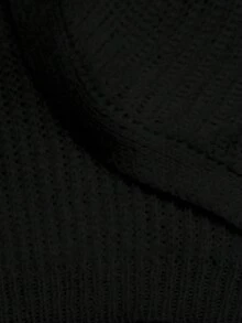 SHEIN LUNE Plus Size Women Solid Color Knitted Butterfly Embroidered Short Cardigan, Fashionable And Versatile For Autumn/Winter - Black - View 3