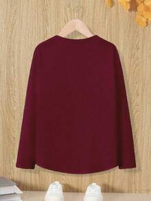 EMERY ROSE Christmas A Large-Sized Wine-Red Round-Neck Long-Sleeved T-Shirt, Comfortable And Versatile - Burgundy - View 2