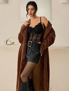 Bluhae Dam 2025 Höst/vintermode Minimalistisk Mångsidig Ny Fuskpälsjacka - Kaki - Visa 1