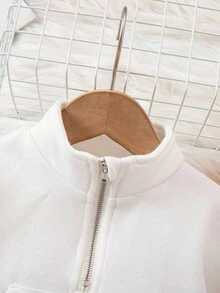 SHEIN Sweat-shirt blanc à col mignon pour bébé fille, polyvalent pour l'automne/l'hiver - Blanc - Voir 5
