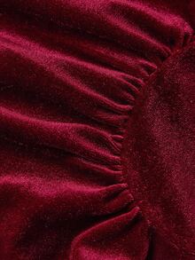 SHEIN Serisse Kids 女童纯红色大蝴蝶结腰部 A 字短款长袖连衣裙，优雅复古，适合派对、圣诞节、新年派对、秋冬 - 紅色 - 查看 6