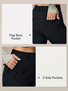 OutZeal 女士户外黑色裤子，适合露营、徒步旅行，防水弹力修身款，带口袋 - 黑色 - 查看 7
