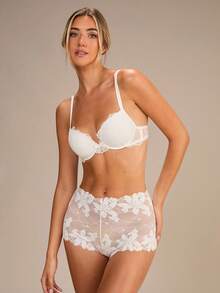 Enchnt 1 件性感蕾丝女士透气简约浪漫女士三角裤内衣 - 白色 - 查看 3