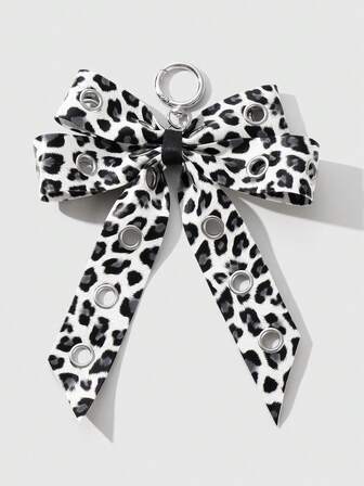 Grunge Punk 1pc Y2K Style Retro Punk Chic High-End Black Leather Double-Row Hollow Air Hole Faux Pearl Bow DIY Keychain Bag Pendant, Suitable For Women Girls Everyday Wear, Holiday Gift