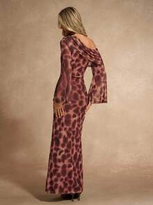 Chiquease Women's Sexy Party One-Shoulder Ruched Dress, Leopard Print - Multicolor - View 2