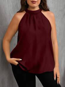 EMERY ROSE 大码休闲简约衬衫，适合夏季 - 酒紅色 - 查看 4