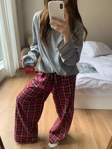 DAZY 青少年/少女休闲宽松格子睡衣/家居服，秋季圣诞节