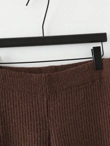 Linhara Plus Size Women's Distinctive Split Sweater And Wide Leg Pants Set, Versatile And Stylish, Autumn/Winter - Brown - View 4