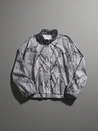 Street Life Herren Jacke mit Schlangenhaut-Textur, Reißverschluss Vorderseite, Herbst